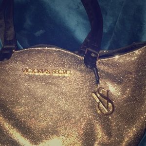 Victoria secret gold glitter tote